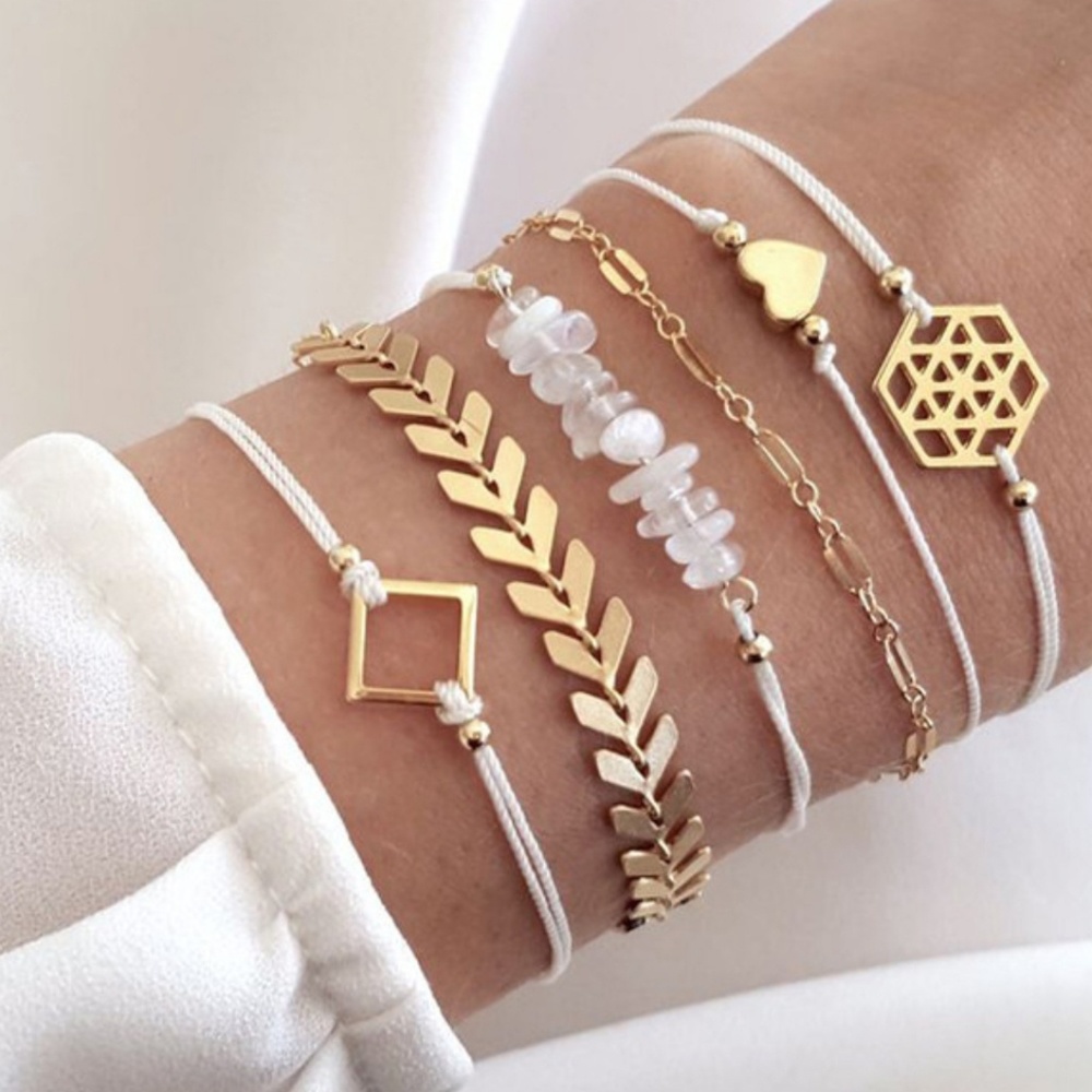 6 pc Bohemian Hollow Heart Bracelet Set